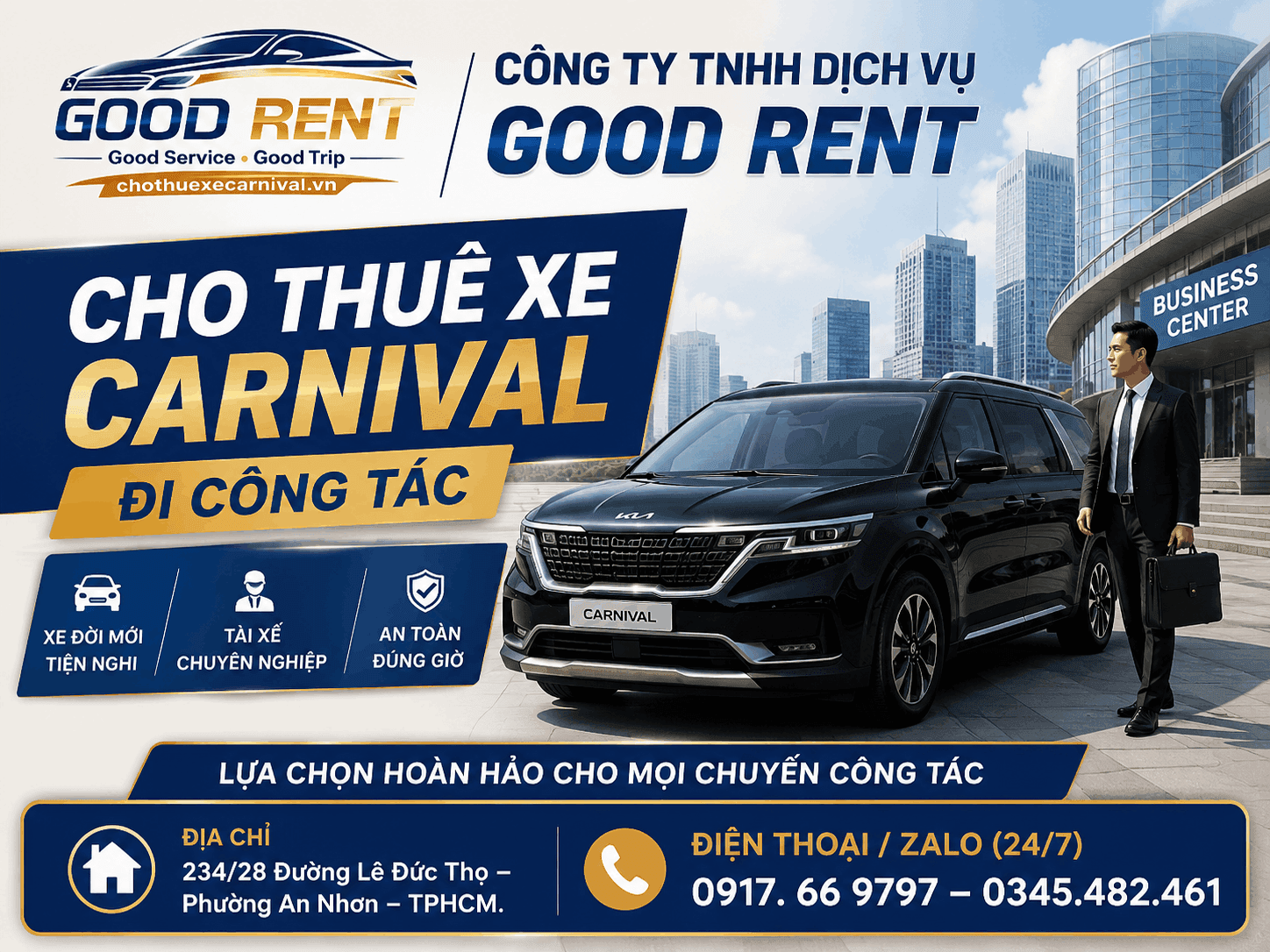 Cho thuê xe carnival đi công tác