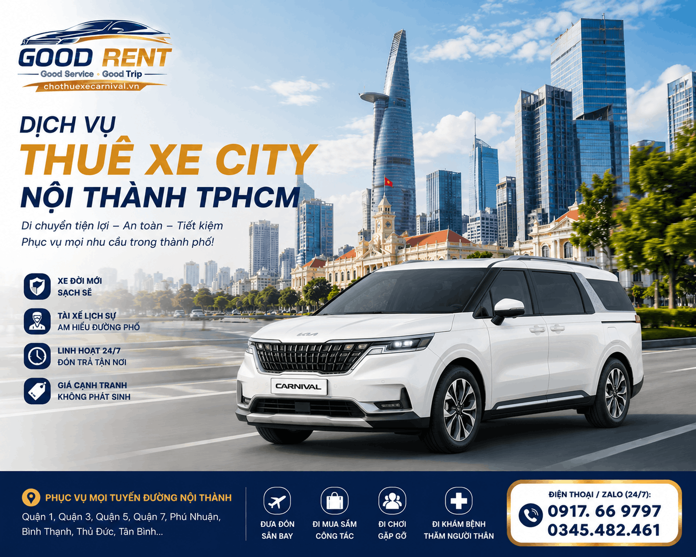 Dịch vụ thuê xe carnival city nội thành tphxm
