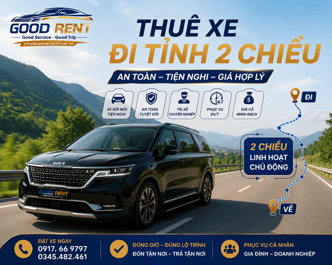 Thuê xe đi tỉnh 2 chiêu chothuexecarnival.vn