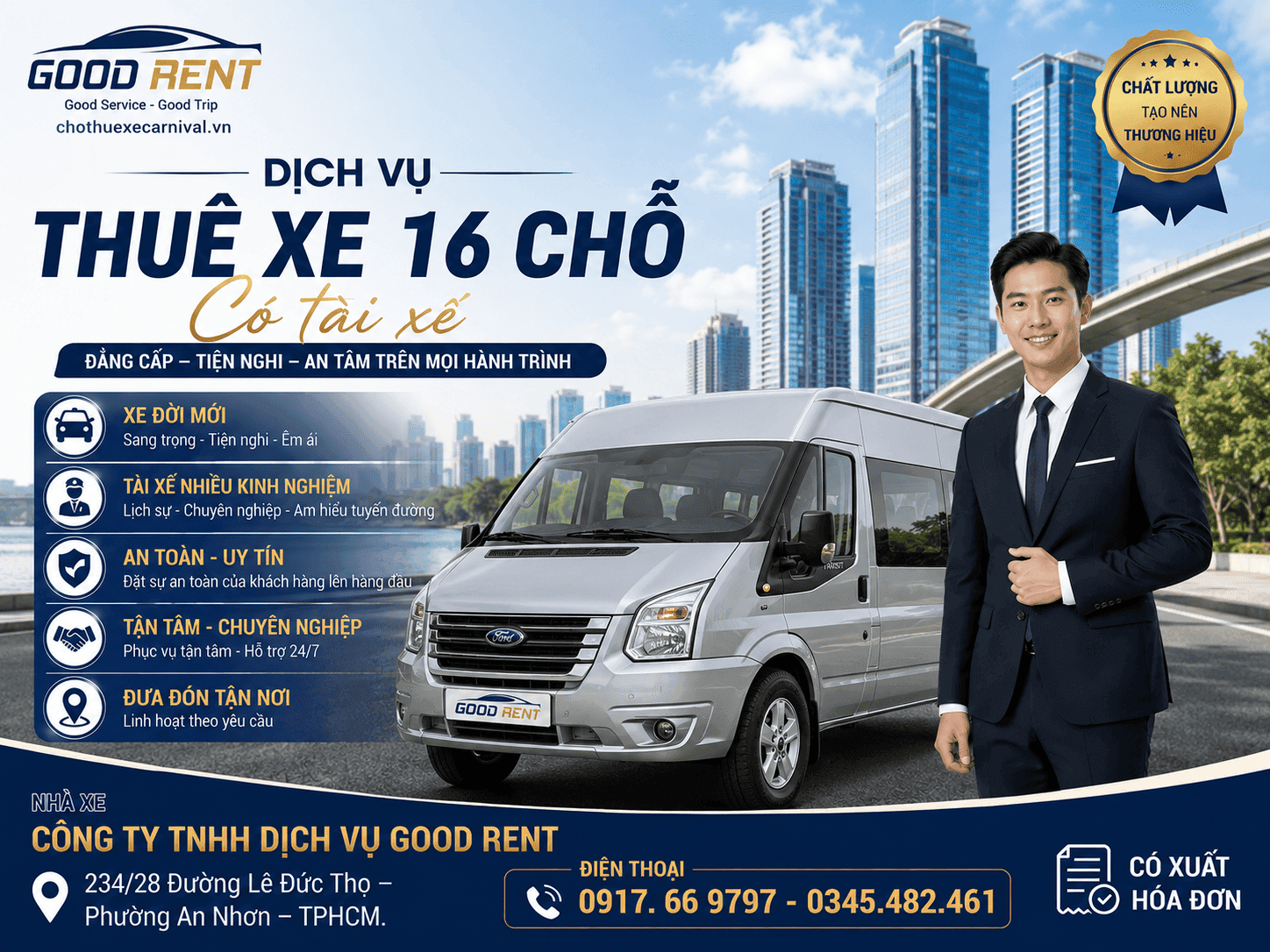 dịch vụ cho thuê xe 16 chỗ có tài xế