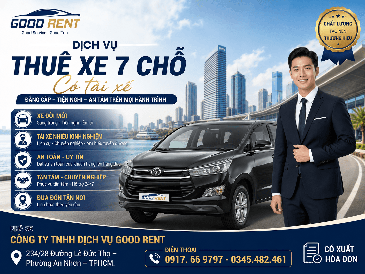 dịch vụ cho thuê xe 7 chỗ có tài xê