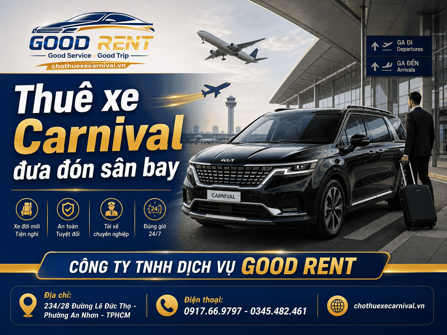 Dịch vụ cho thuê xe có tài xê đưa đón sân bay