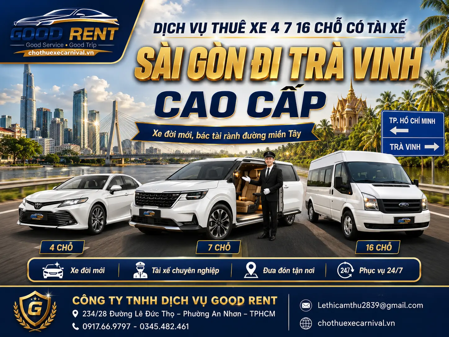 Thuê Xe 4 7 16 Chỗ Có Tài Xế Sài Gòn Đi Trà Vinh