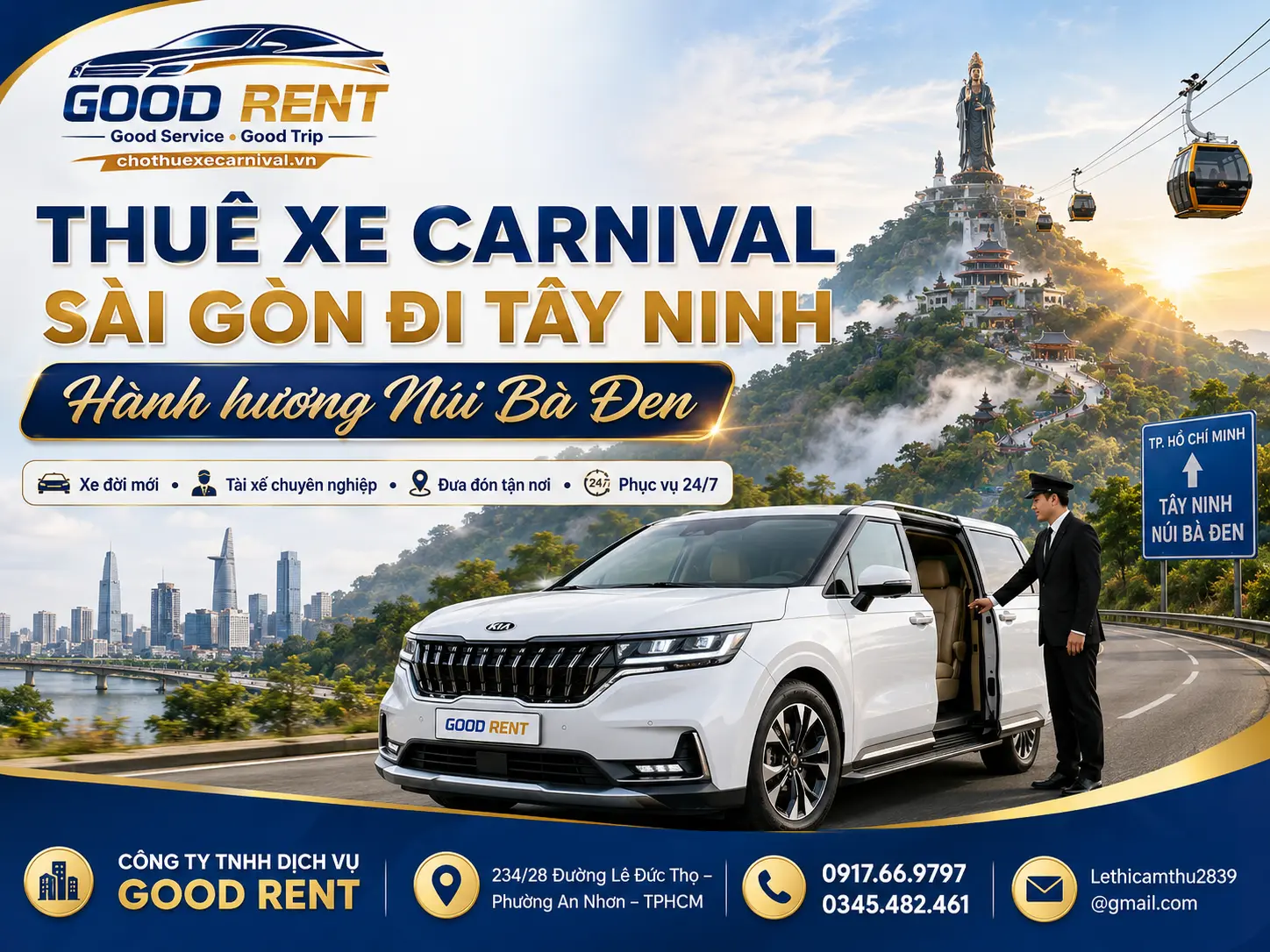 Thuê xe carnival đi tây Ninh Hành Hương Núi Bà Đen